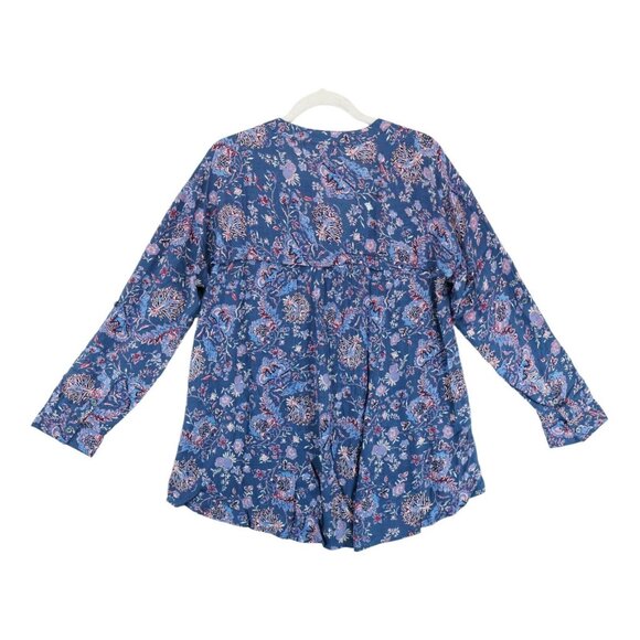 NWOT‎ Nine West Top Large Purple Floral Long Sleeve V Neck Peasant Blouse - Picture 2 of 5